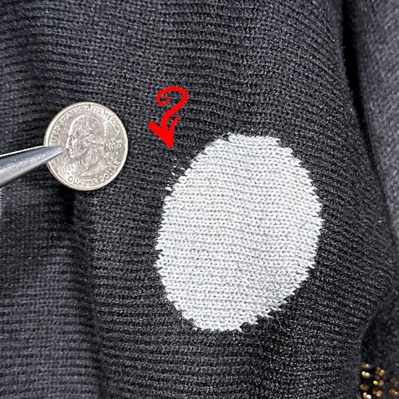 Charter Club Black Lightweight Sweater Silver/Gold Circles With Beads Size L - Picture 8 of 12